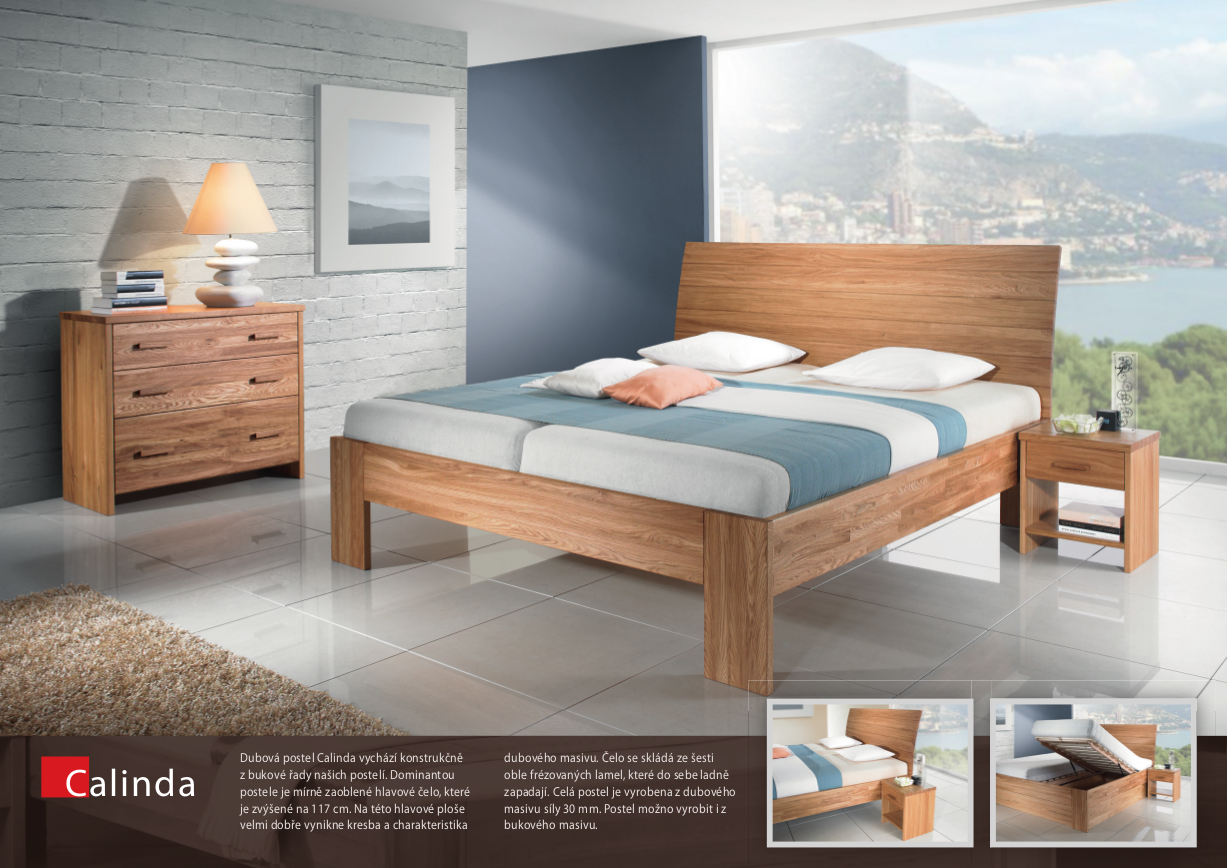 Dřevěná postel z masivu Calinda jednolůžko FMP